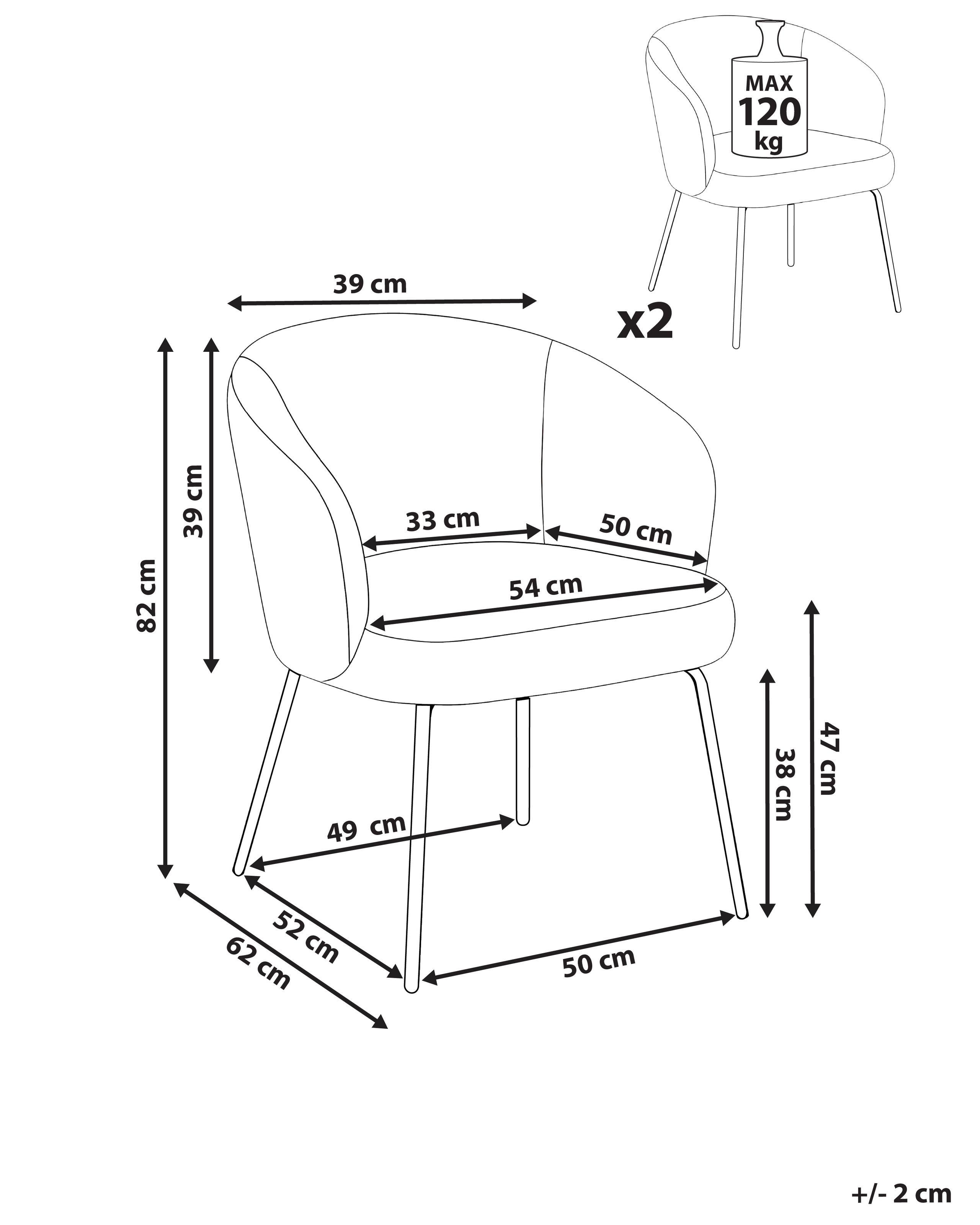 Beliani Lot de 2 chaises de salle à manger en Bouclé Minimaliste LUDDEN  