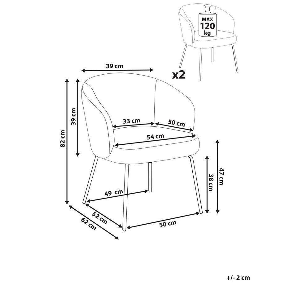 Beliani Set di 2 sedie da pranzo en Bouclé Minimalista LUDDEN  