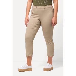 Ulla Popken  Pantalon 7/8 Sienna. Jambe étroite et ourlet frangé 