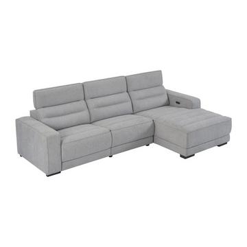 Eckrelaxsofa elektrisch - Ecke rechts - Stoff - Grau - BROTENI