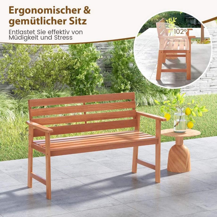 Northio Gartenbank aus Hartholz wetterfeste Holzbank für Balkon  