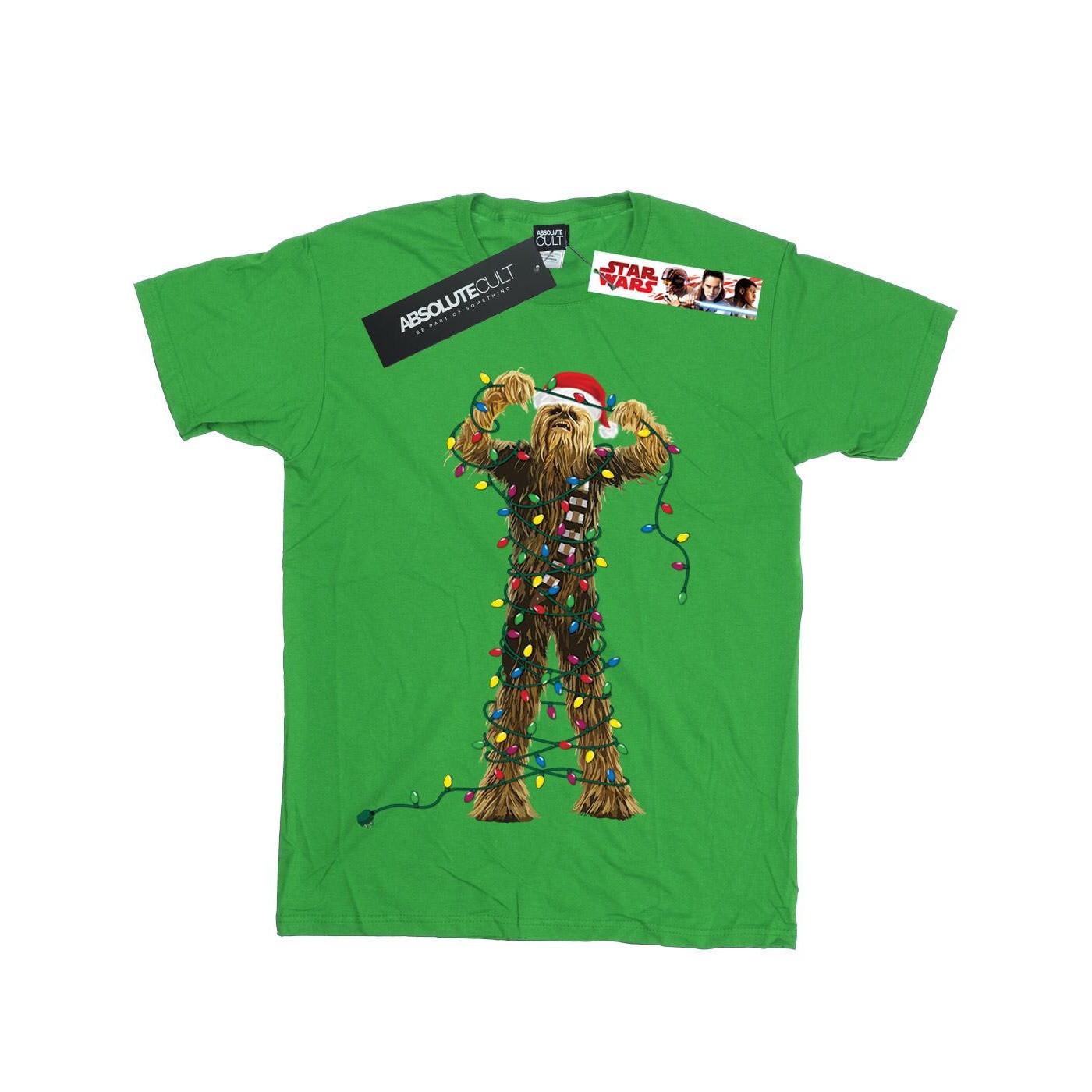 Image of Chewbacca Christmas Lights Tshirt Jungen Grün 128