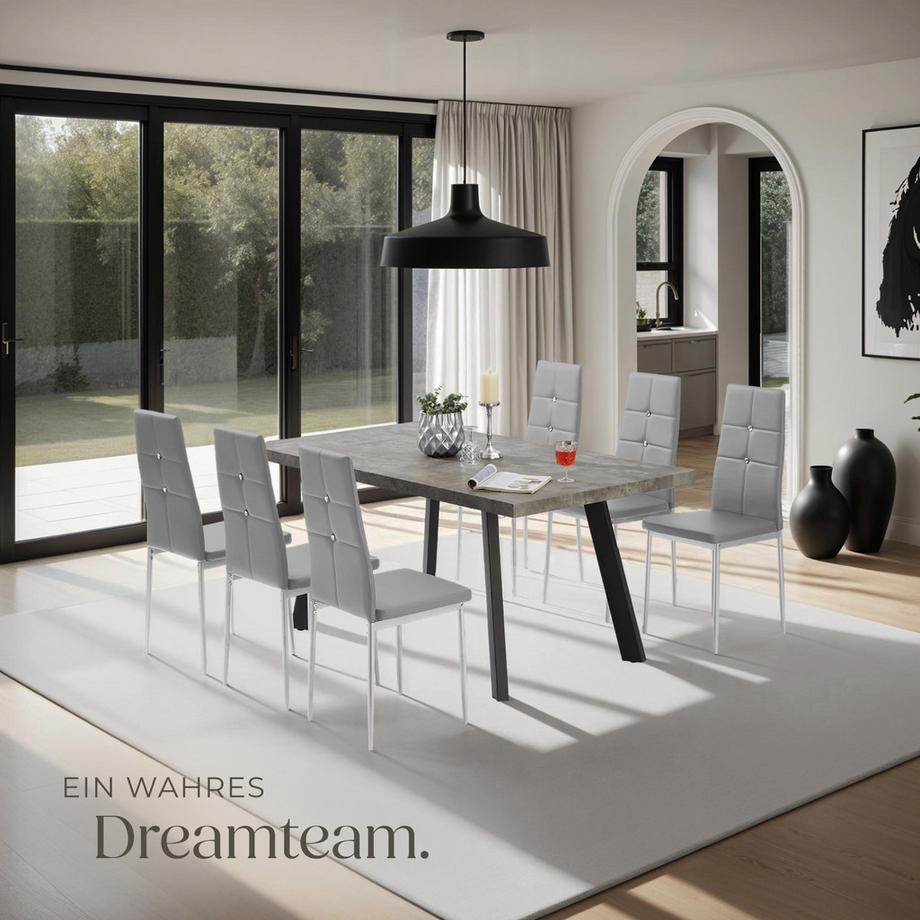 Tectake Ensemble de chaises de salle à manger JULIEN rembourré avec revêtement aspect cuir  