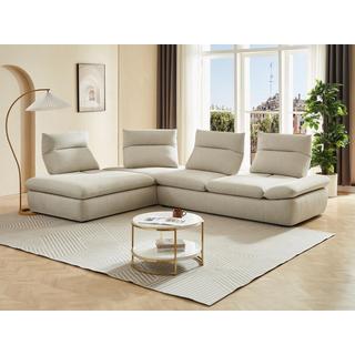 Vente-unique Ecksofa mit verstellbarer Rückenlehne - Ecke links - melierter Stoff - Beige - FONDRIANO  