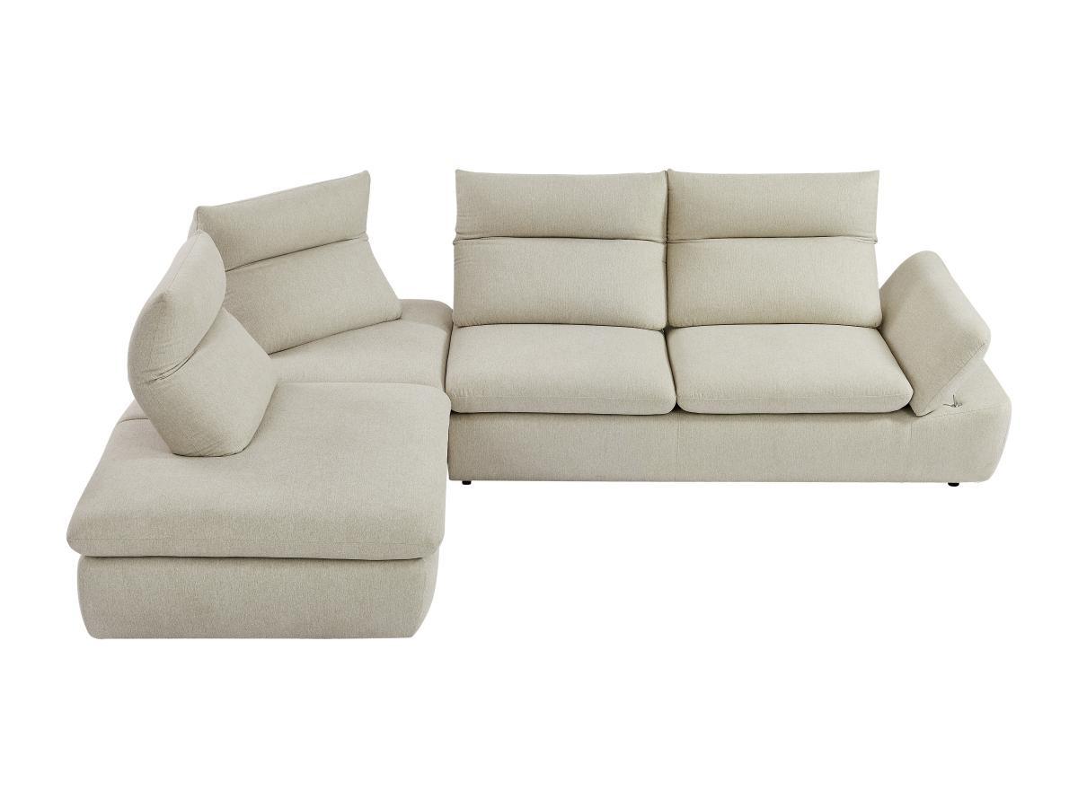 Vente-unique Ecksofa mit verstellbarer Rückenlehne - Ecke links - melierter Stoff - Beige - FONDRIANO  