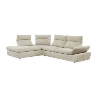 Vente-unique Ecksofa mit verstellbarer Rückenlehne - Ecke links - melierter Stoff - Beige - FONDRIANO  