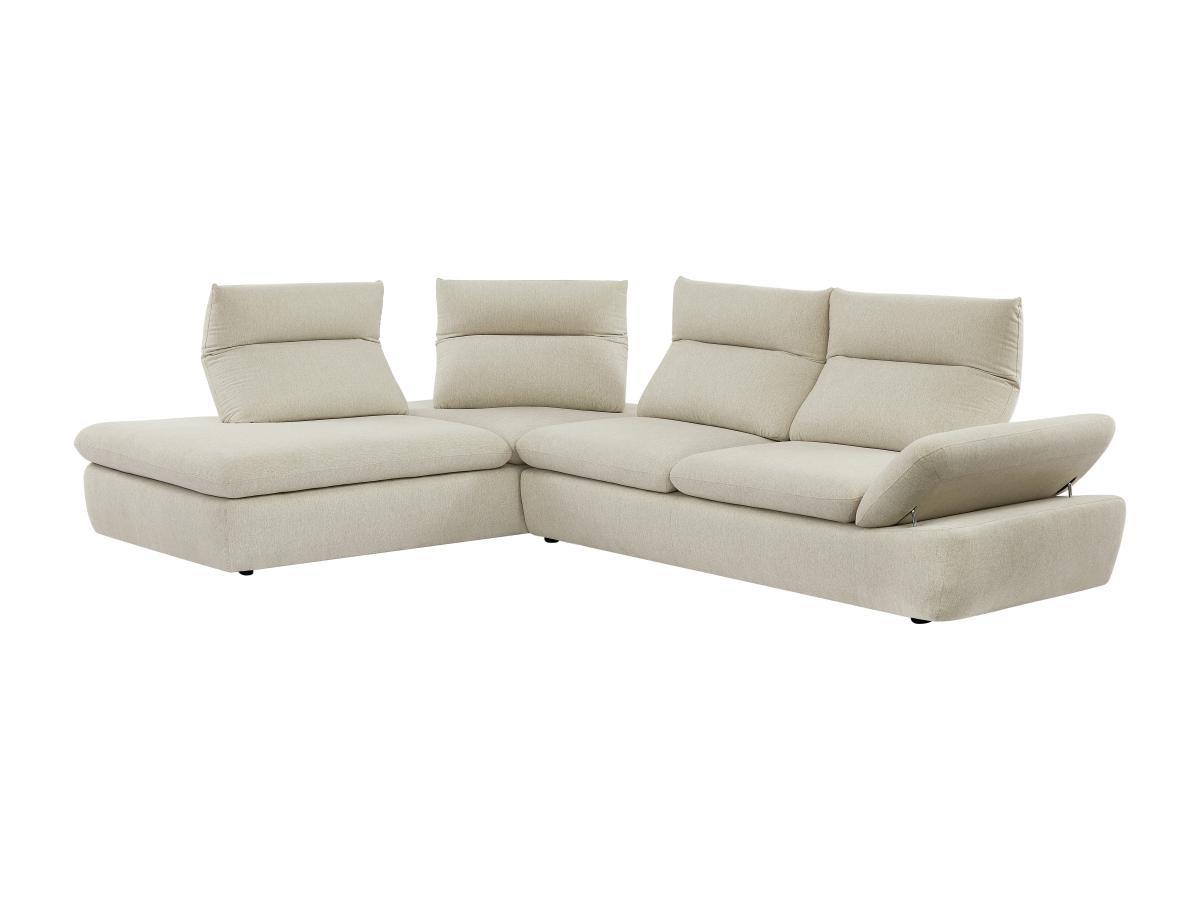 Vente-unique Ecksofa mit verstellbarer Rückenlehne - Ecke links - melierter Stoff - Beige - FONDRIANO  