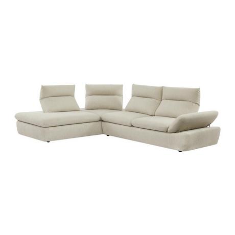 Vente-unique Ecksofa mit verstellbarer Rückenlehne - Ecke links - melierter Stoff - Beige - FONDRIANO  