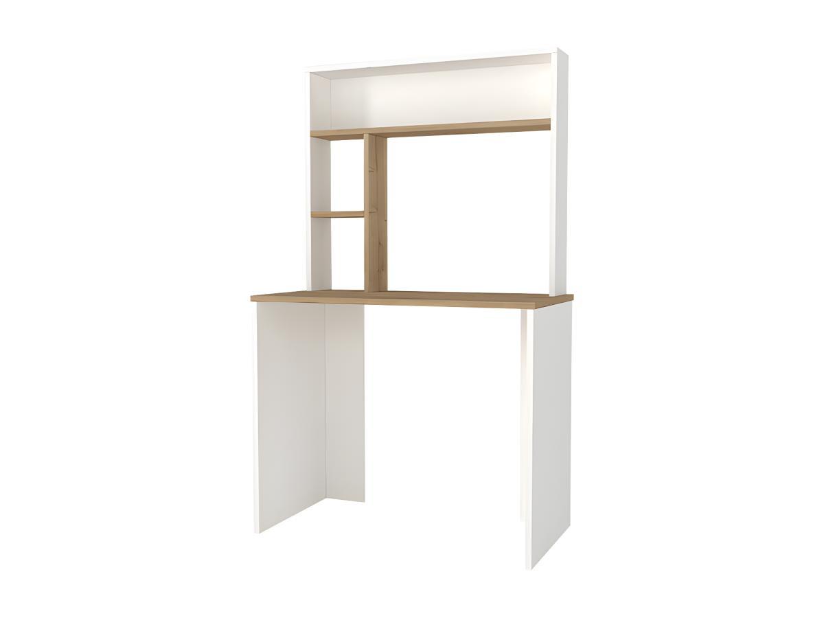 Vente-unique Bureau avec rangements - Blanc et naturel - VALURI  