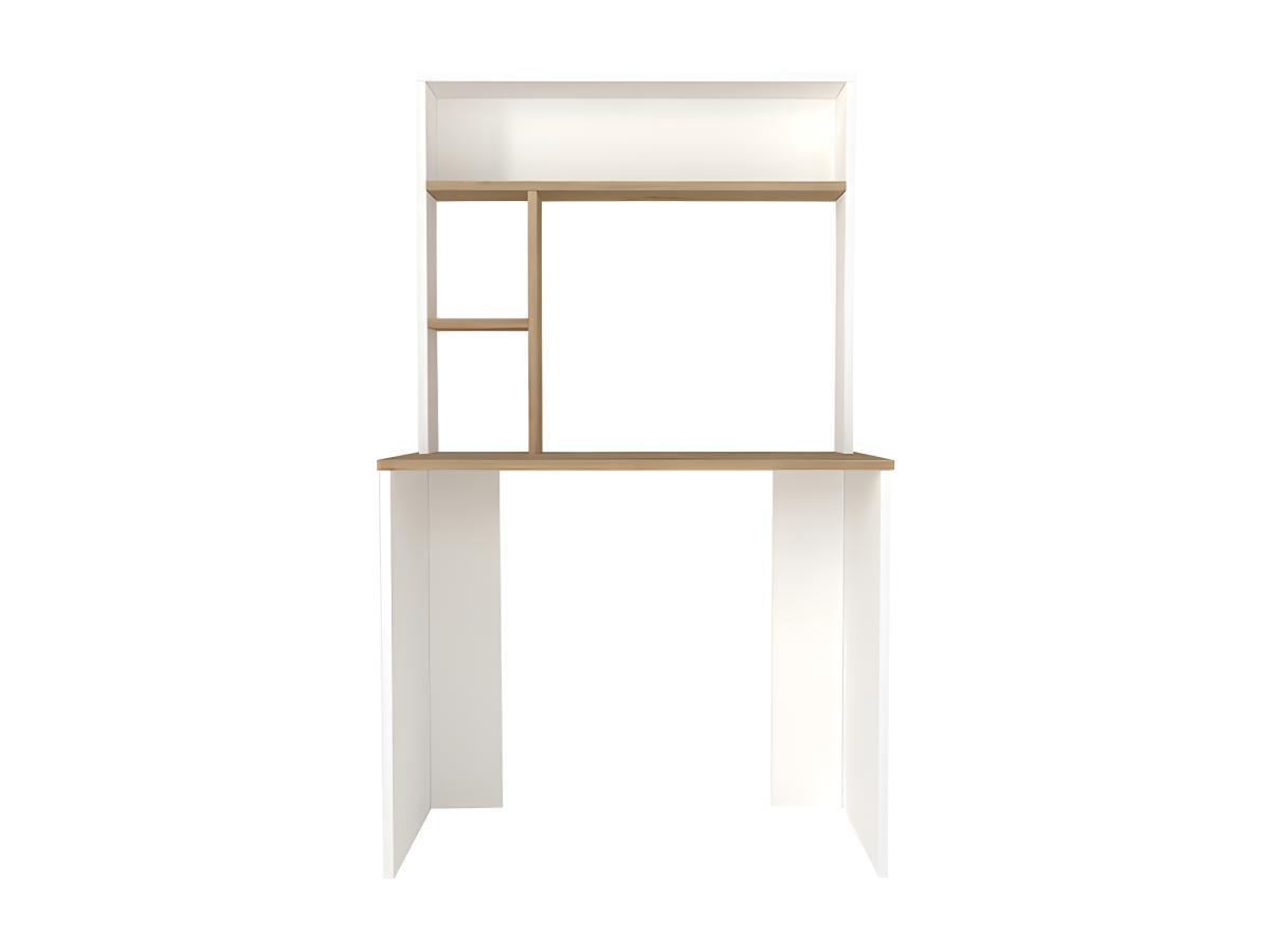 Vente-unique Bureau avec rangements - Blanc et naturel - VALURI  