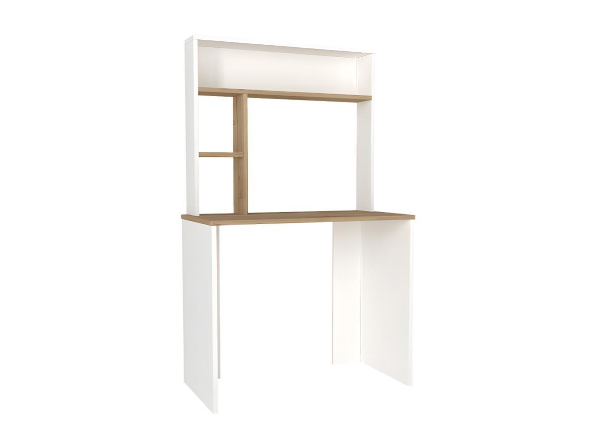 Vente-unique Bureau avec rangements - Blanc et naturel - VALURI  