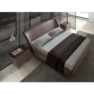 ANGEL CERDA Lit en similicuir brun chocolat  