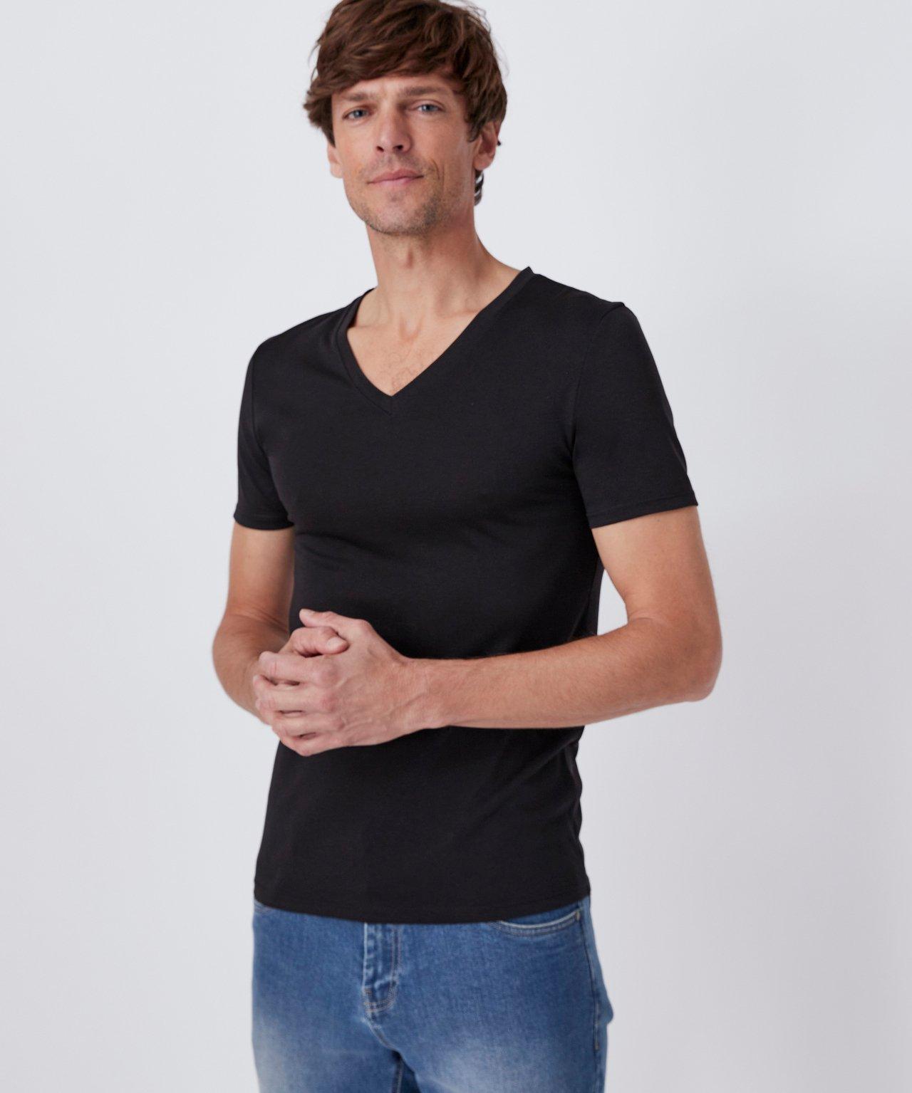 Image of Climatyl-t-shirt Mit V-ausschnitt. Herren Schwarz 3XL