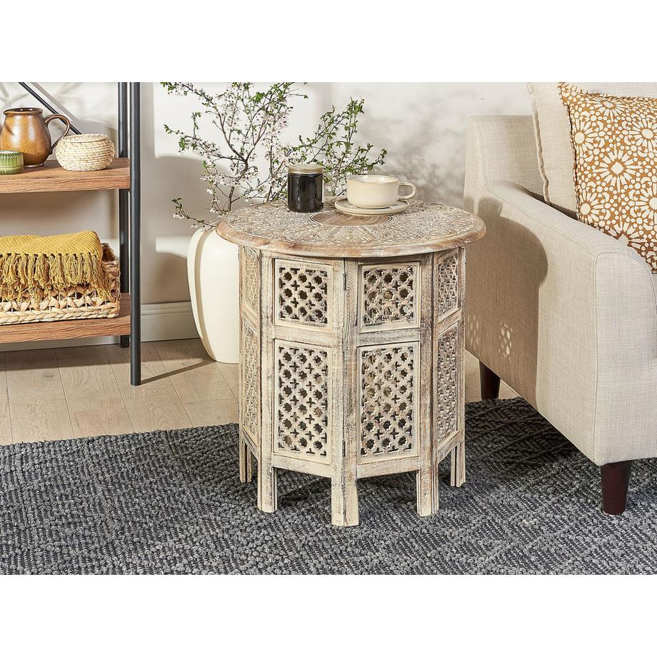 Beliani Beistelltisch aus Mangoholz Retro SANTRA  