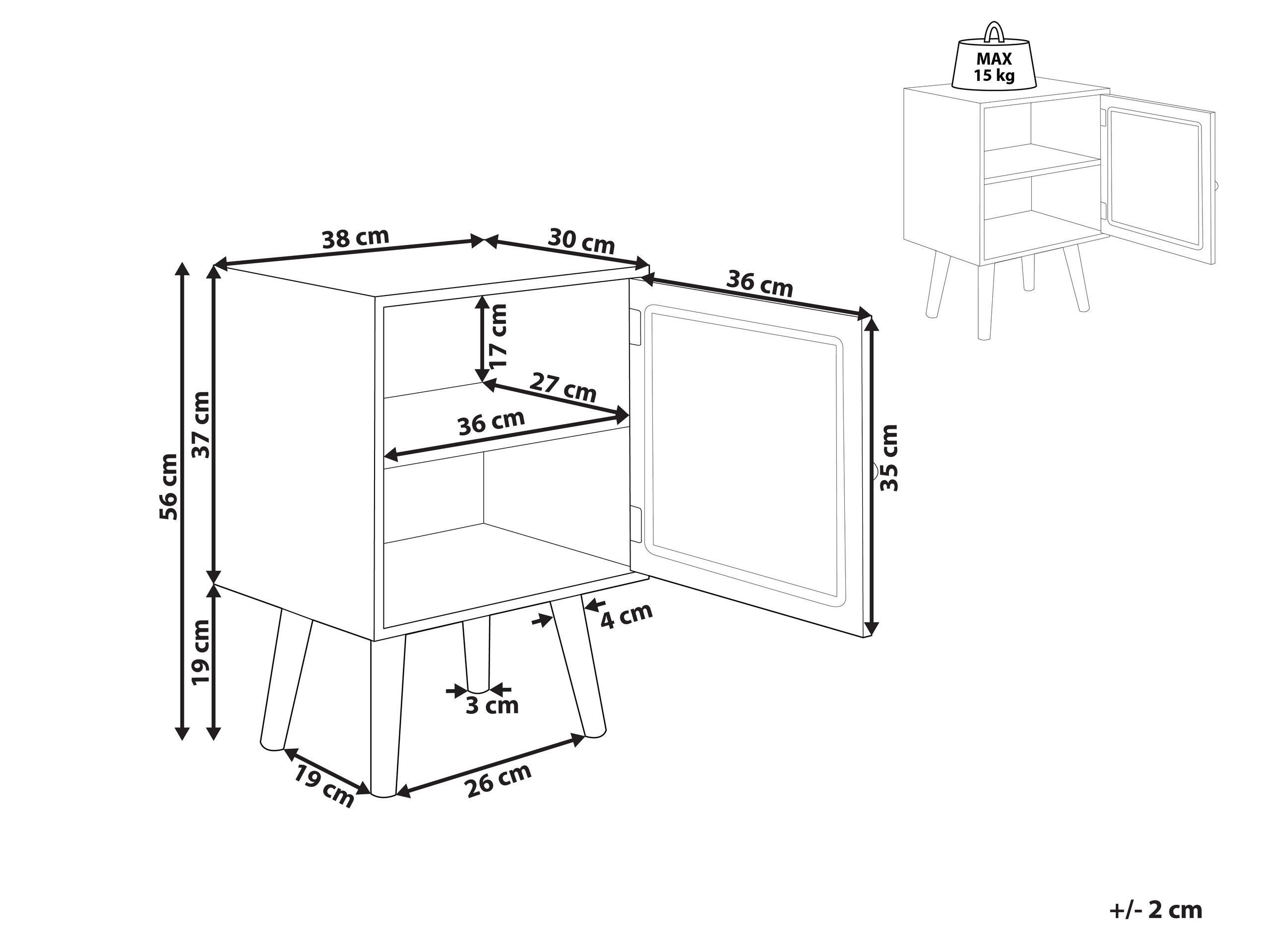 Beliani Table de chevet en MDF Rustique ALMO  