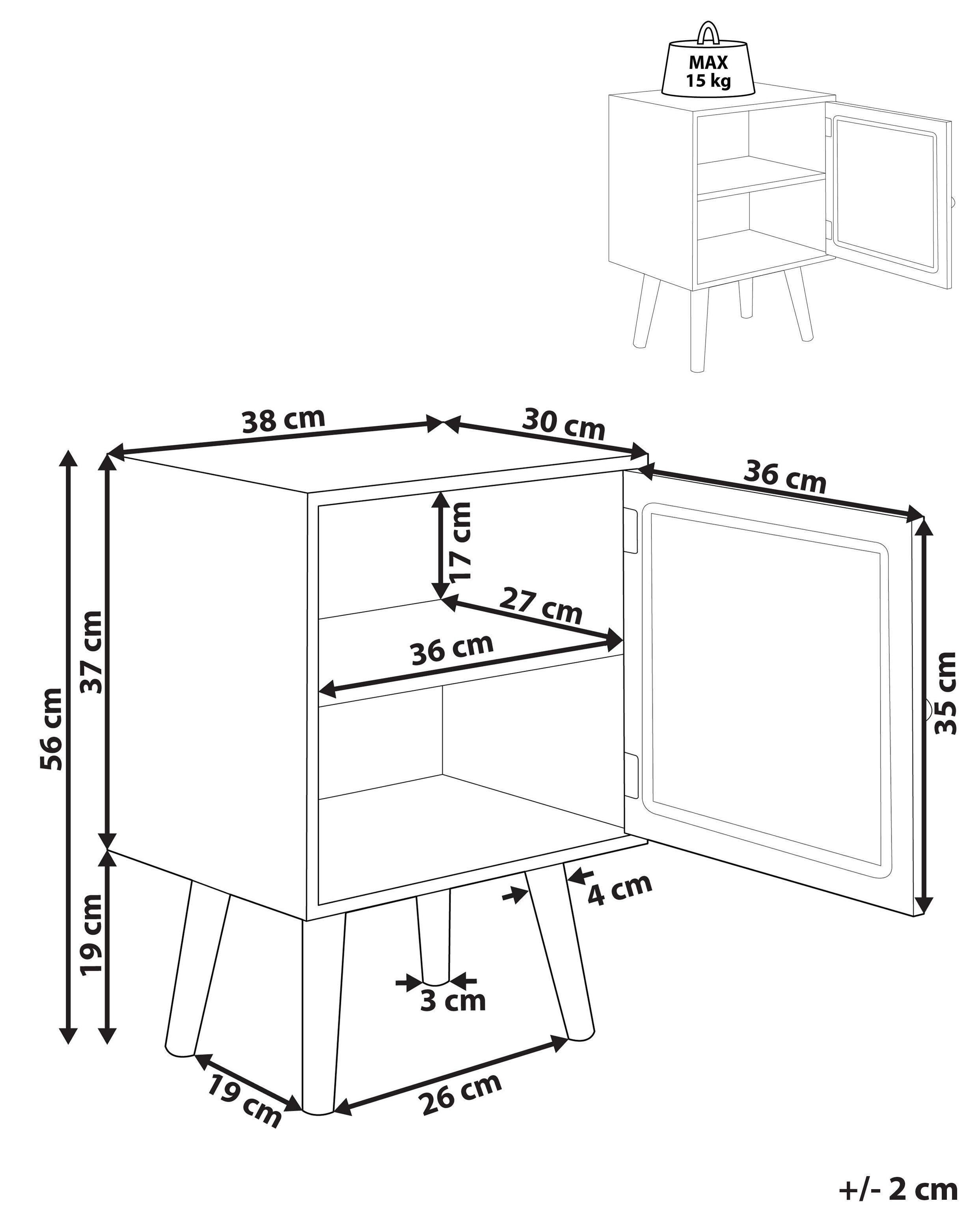 Beliani Table de chevet en MDF Rustique ALMO  