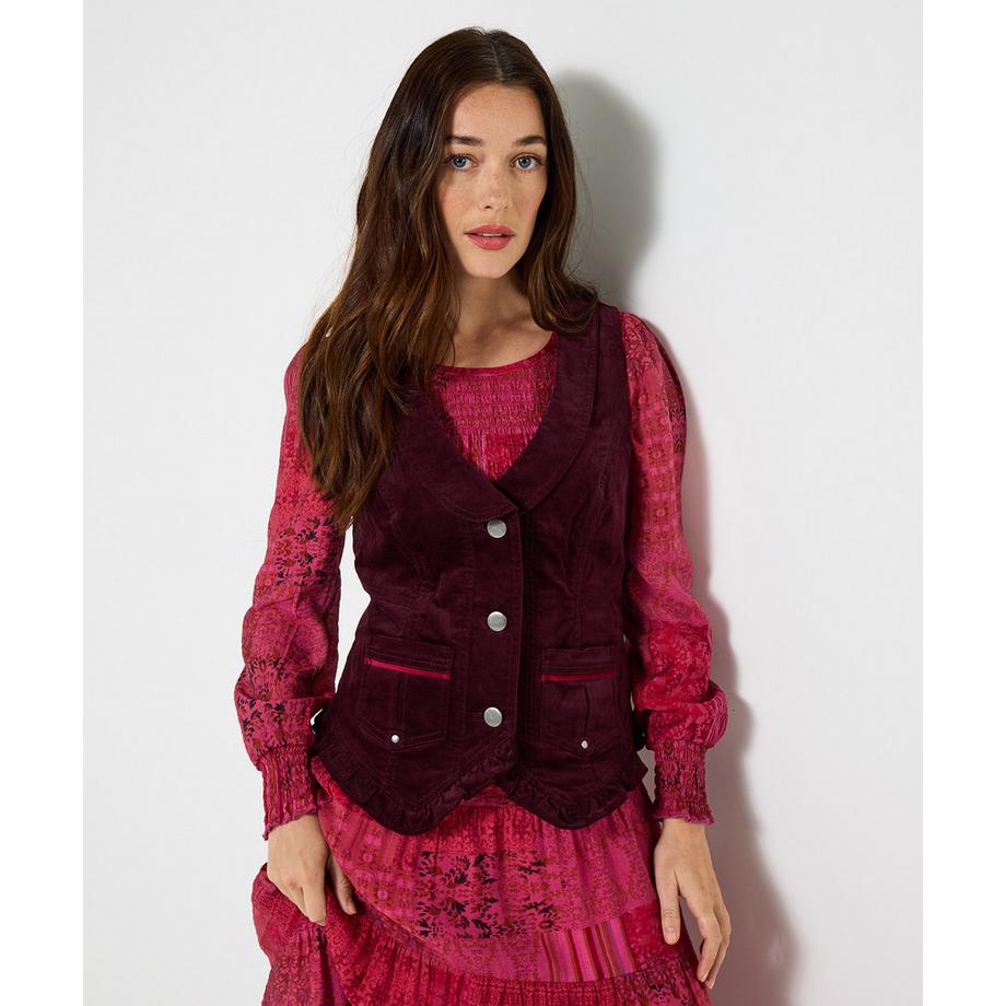 Joe Browns Gilet in velluto a coste con ruches e tasche  