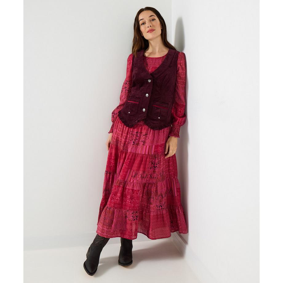 Cordweste mit Rüschen und Taschen