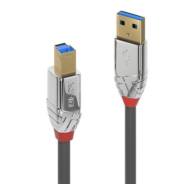 Image of LINDY 36661 USB Kabel 1 m USB 3.2 Gen 1 (3.1 Gen 1) USB A USB B Chrom, Grau