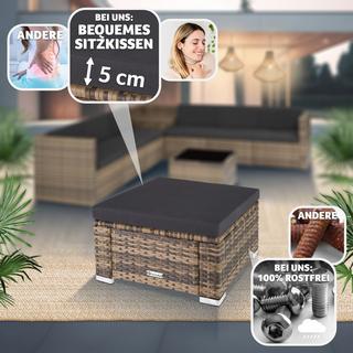 Tectake Pouf en résine tressée  