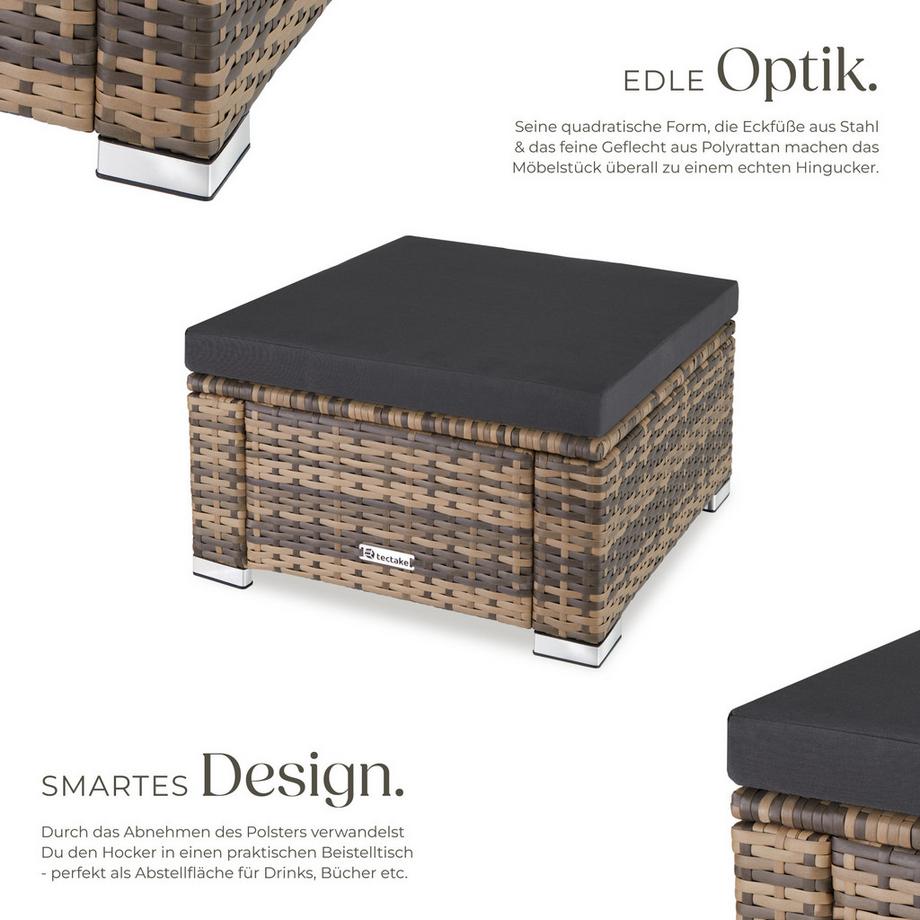 Tectake Rattan Sitzhocker Bitonto widerstandsfähig UV-beständig  