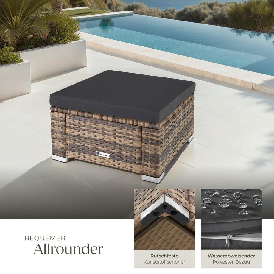 Tectake Rattan Sitzhocker Bitonto widerstandsfähig UV-beständig  