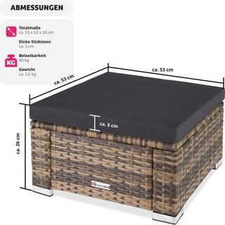 Tectake Pouf en résine tressée  