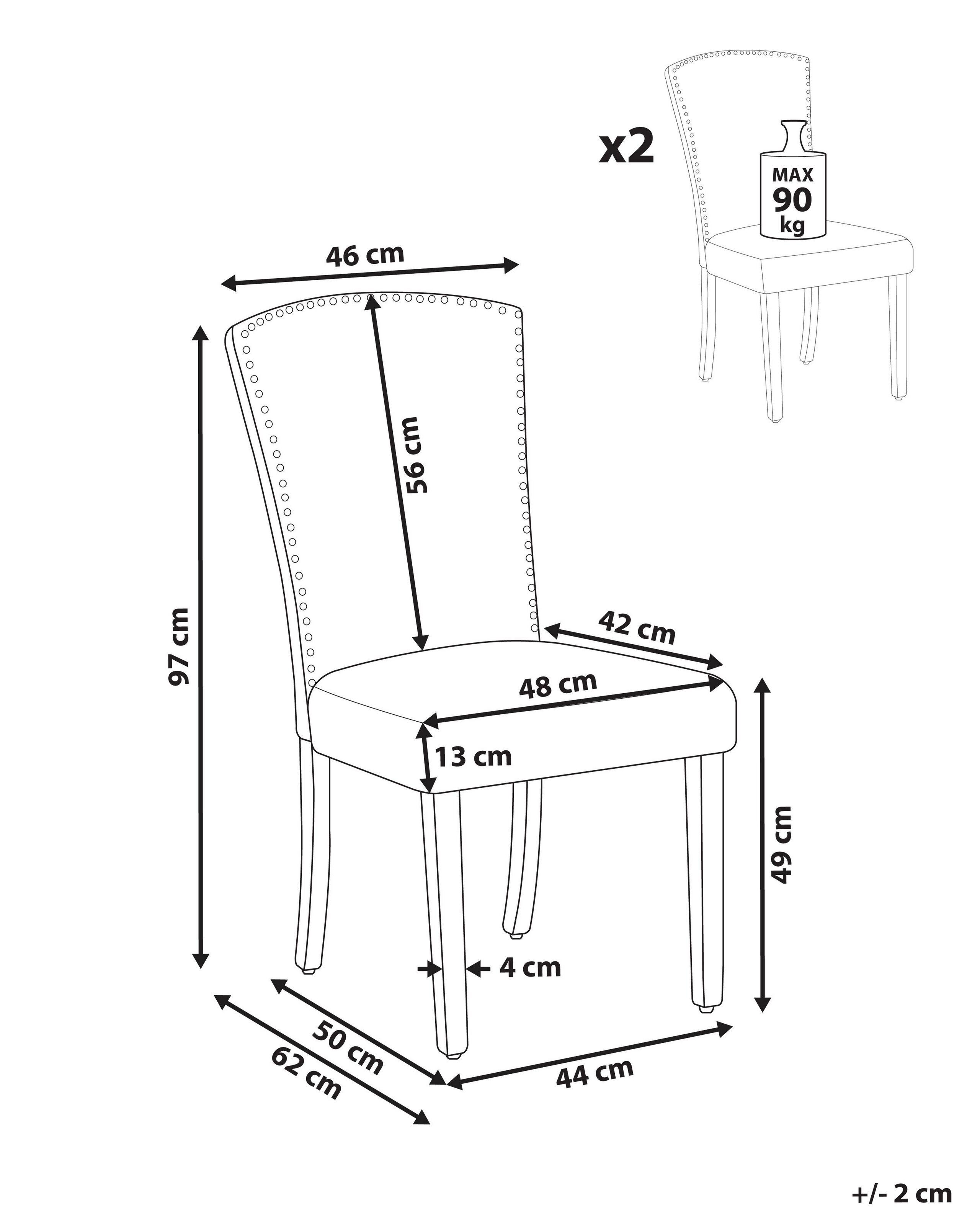 Beliani Esszimmerstuhl aus Samtstoff Modern PISECO  