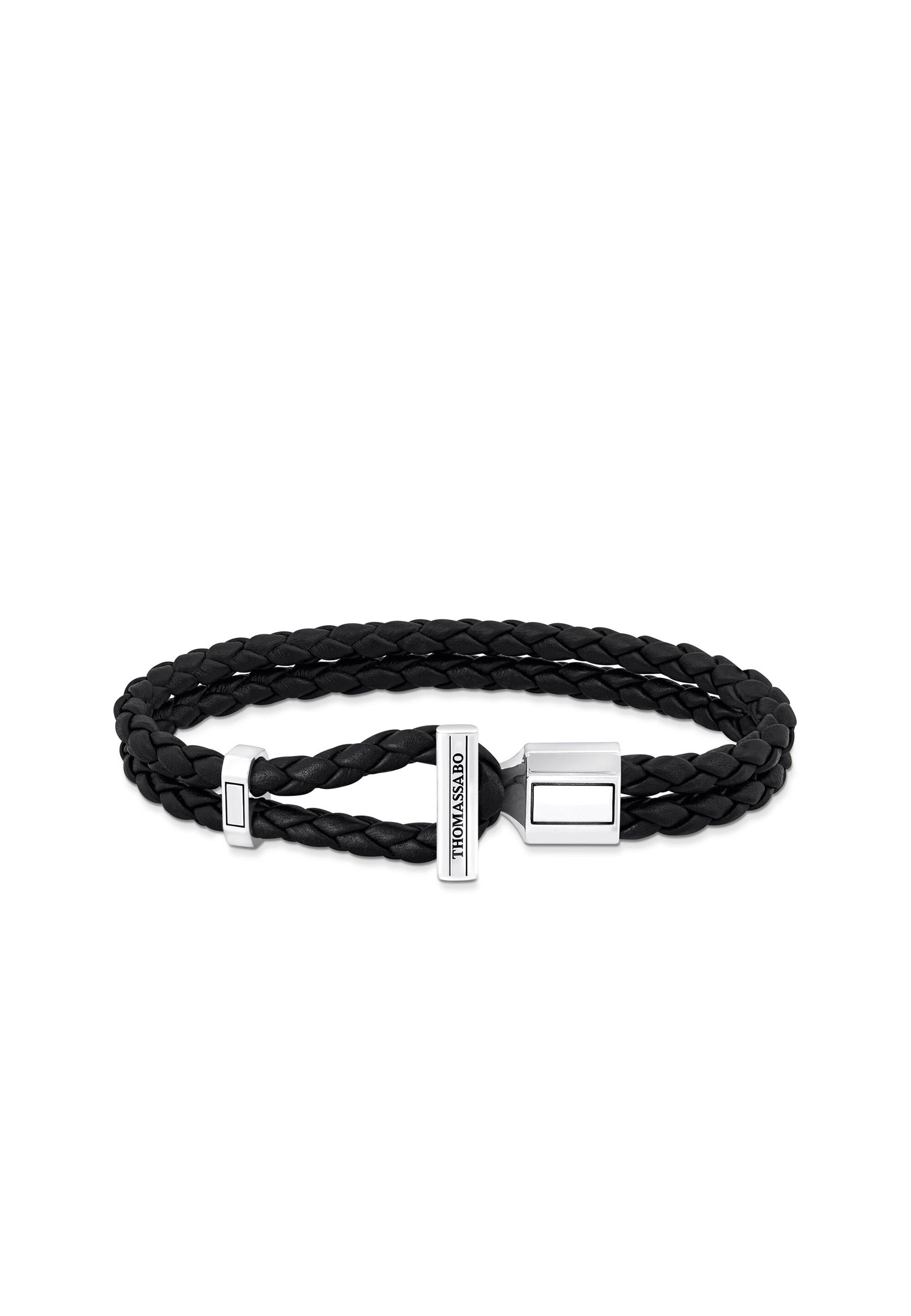 Thomas Sabo  Bracelet Double Tresse en Cuir Noir 