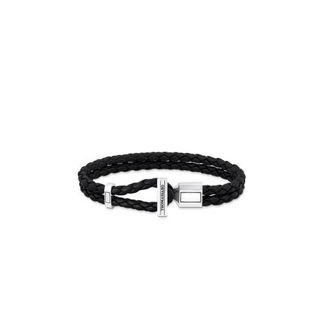 Thomas Sabo  Bracelet Double Tresse en Cuir Noir 