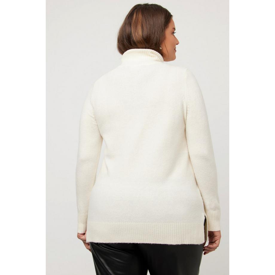 Ulla Popken Maglione Dolcevita Maniche Lunghe con Scritta  