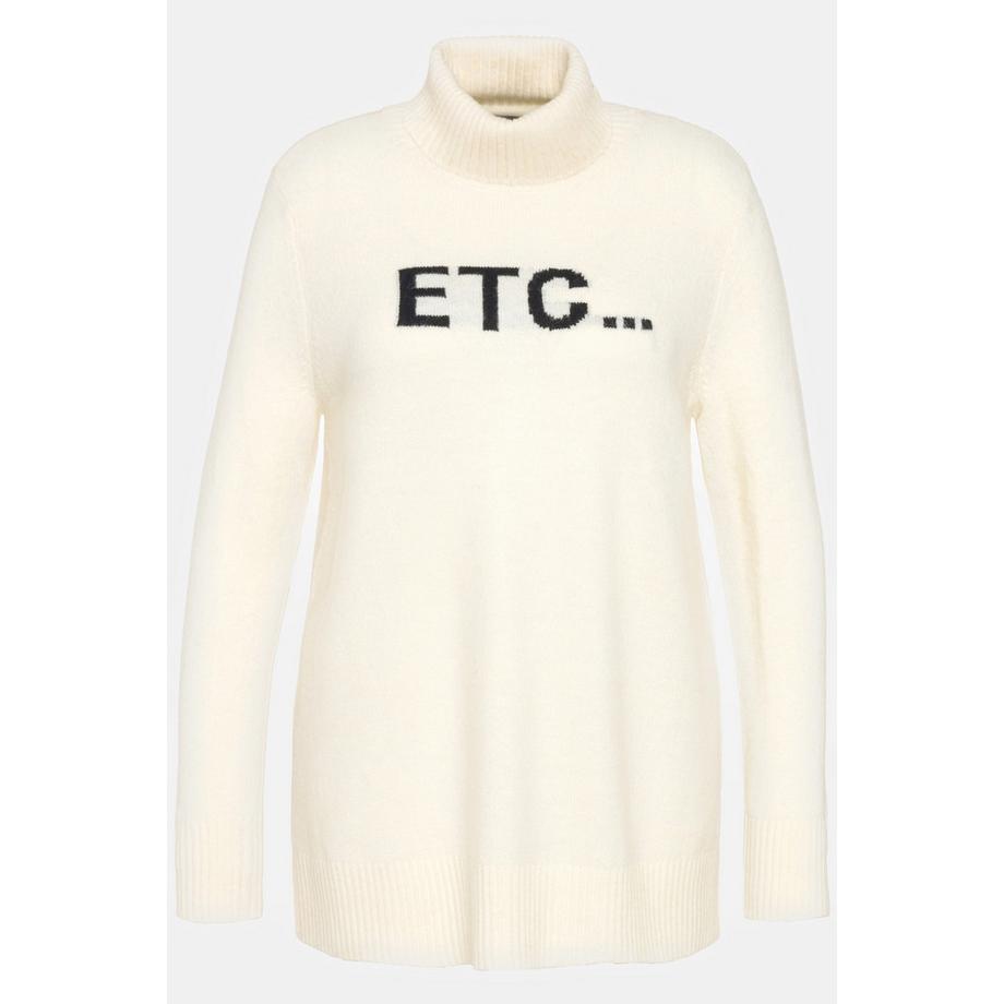 Ulla Popken Maglione Dolcevita Maniche Lunghe con Scritta  