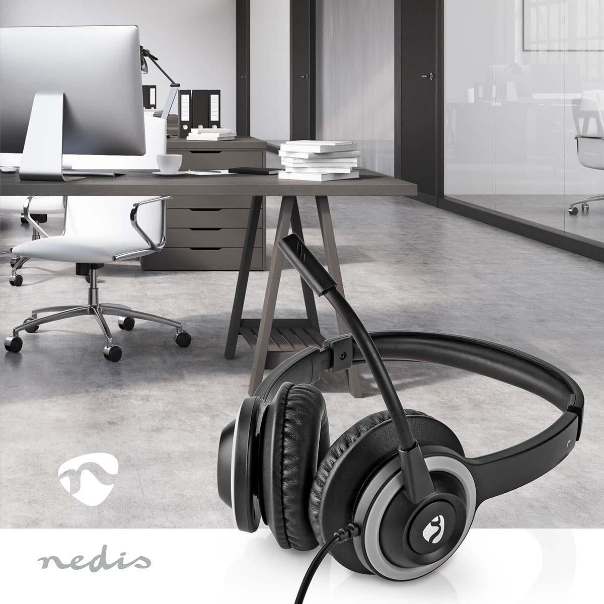 Nedis  PC -Headset | On-Ear | Stereo | USB Typ-A / USB Typ-C ™ | Faltbares Mikrofon | Schwarz 