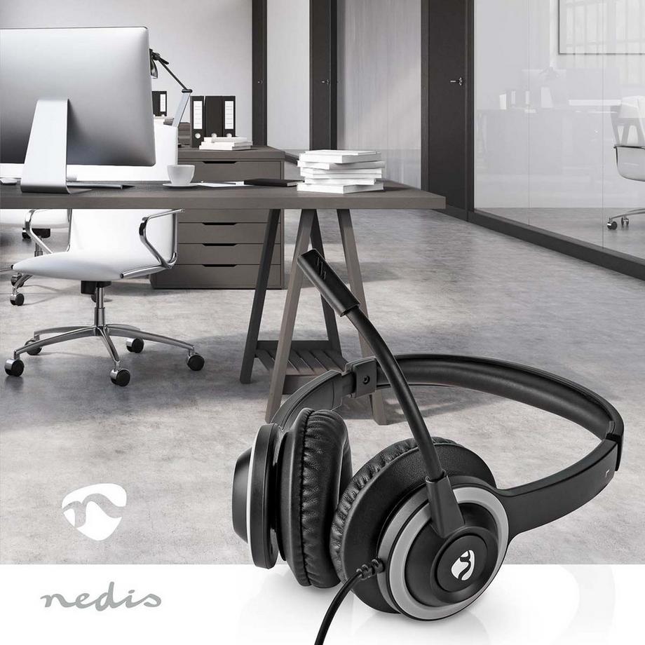 Nedis  Casque PC | OEUR | Stéréo | USB Type-A / USB Type-C ™ | Microphone pliable | Noir 