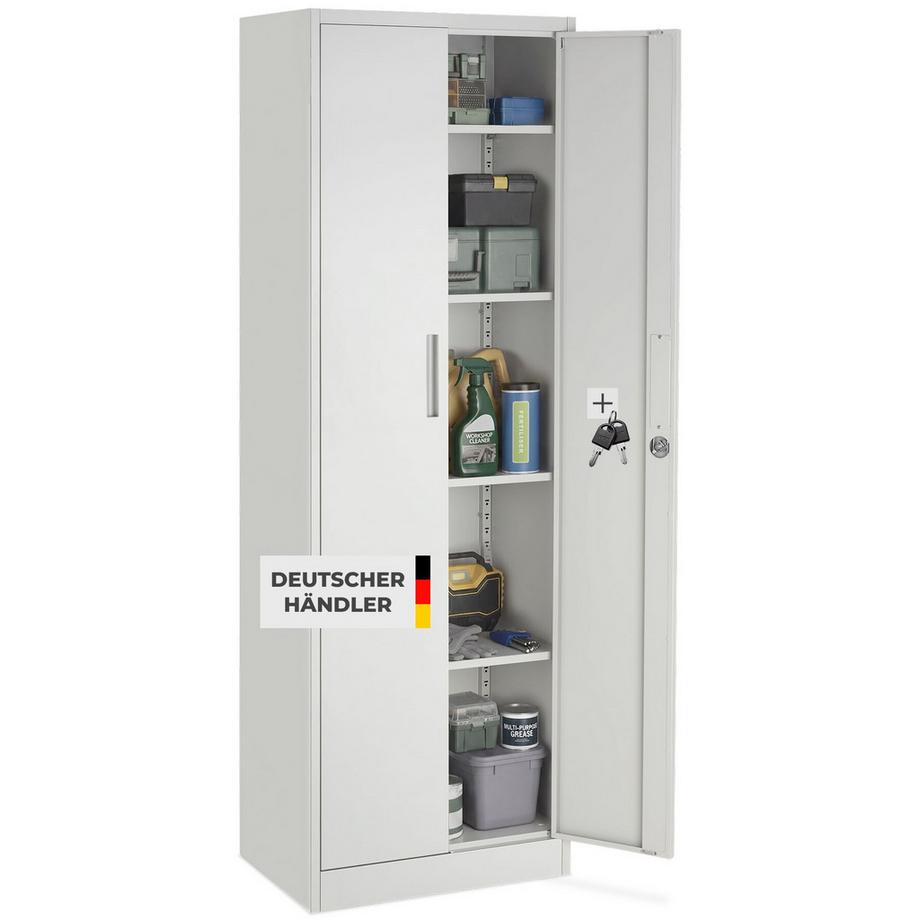 Tectake Aktenschrank Brandon, Magnetverschluss, verstellbare Böden, abschließbar, sicherer Stauraum  
