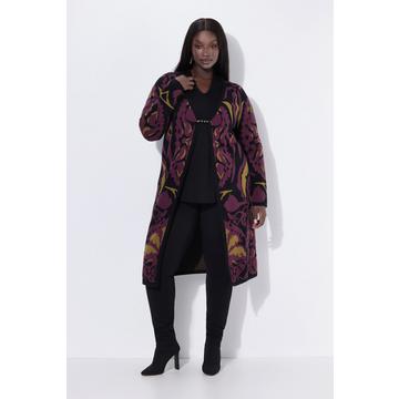 Long-Strickjacke, Ziernadel, V-Ausschnitt, Langarm