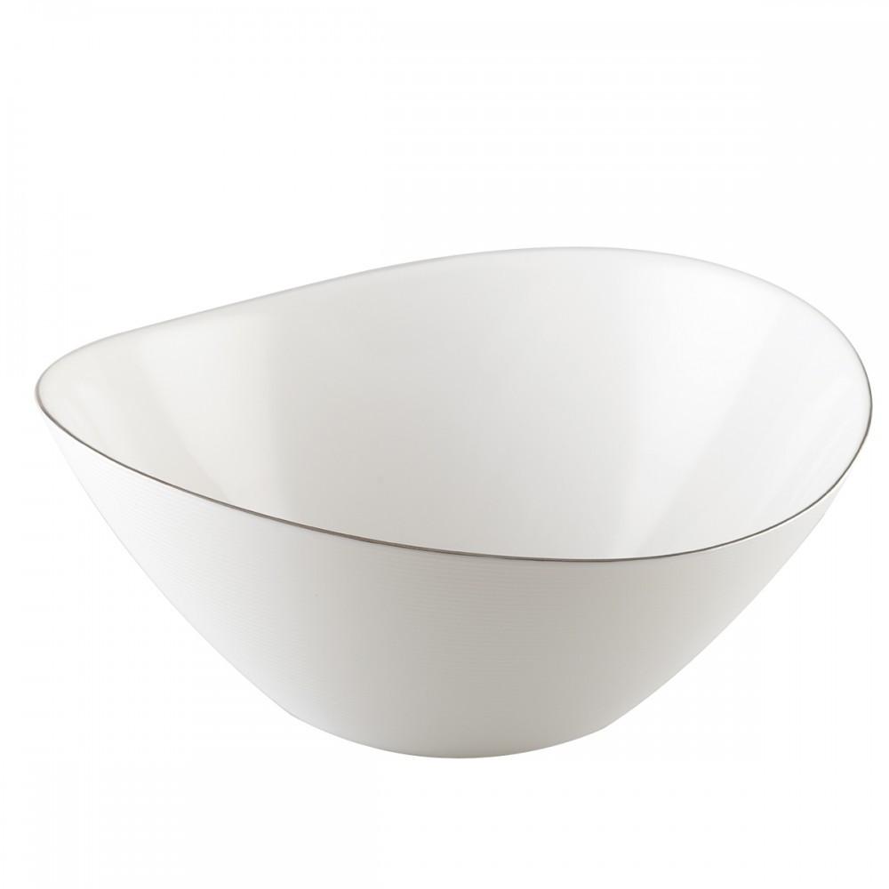 Image of Ovale Salatschüssel mit Platinrand Ovale Salatschüssel mit Platinrand