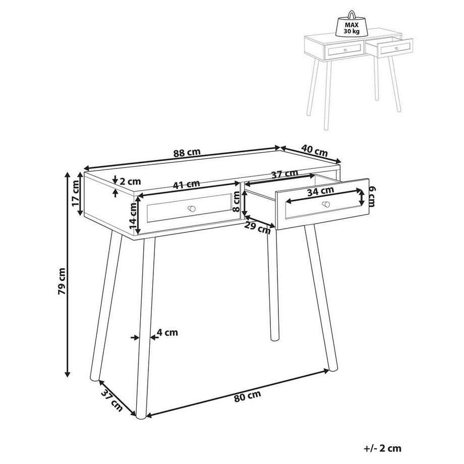 Beliani Tavolino consolle en Pannello di fibre (LDF) Classico ODELL  