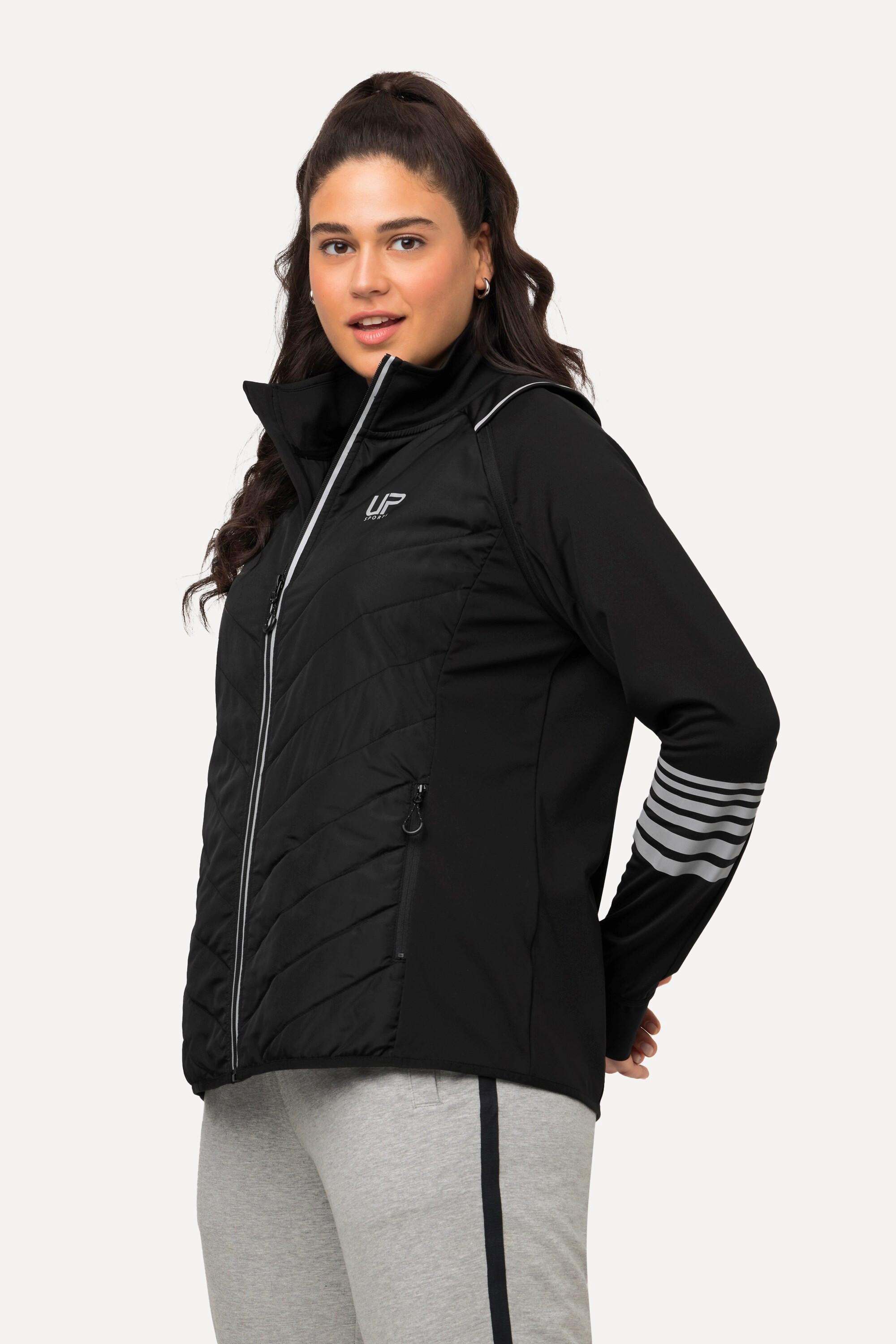 Ulla Popken  2-in-1-Funktionsjacke, Ärmel abnehmbar, Stehkragen 