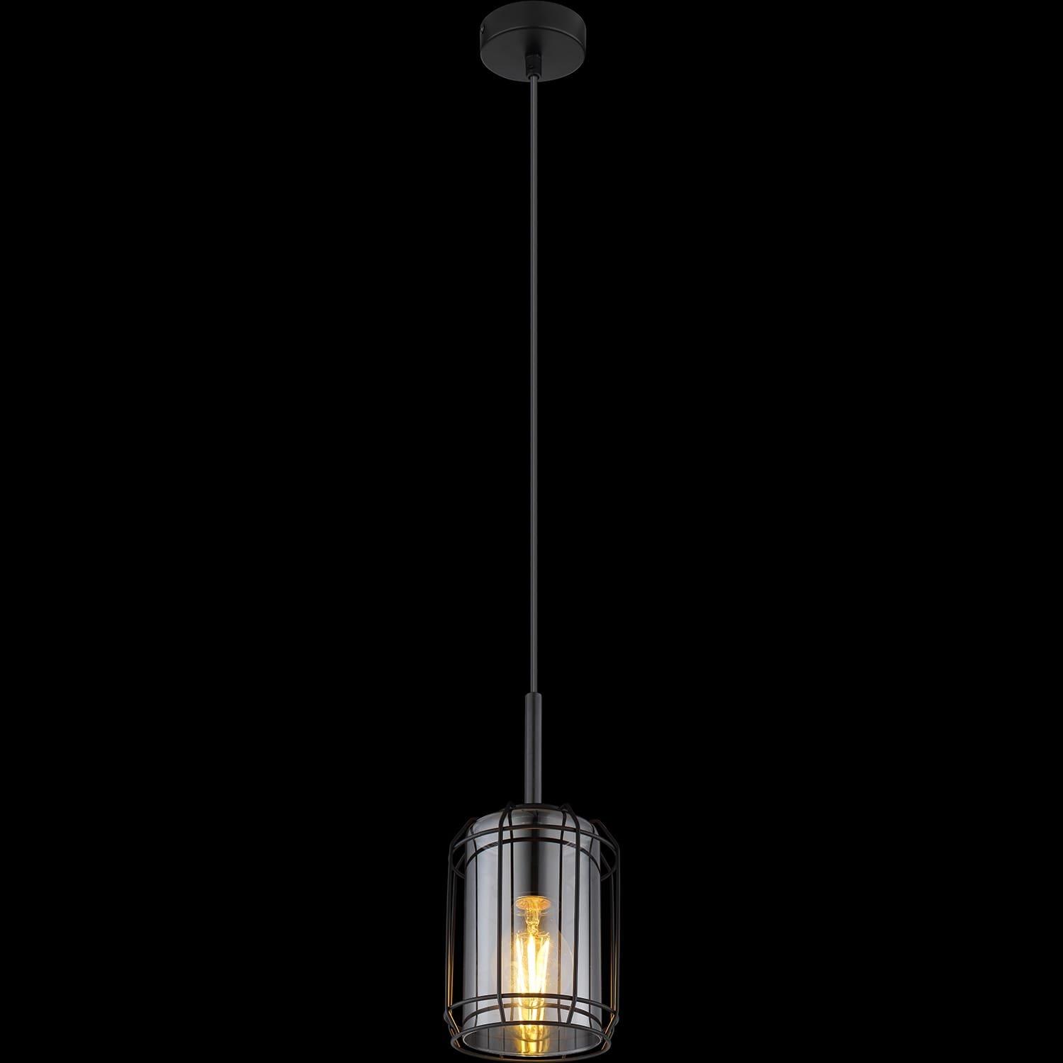 mutoni Lampe à suspension Kammi métal noir mat 1xE27  