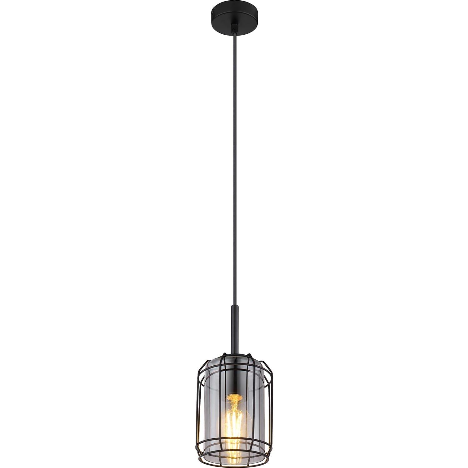 mutoni Lampe à suspension Kammi métal noir mat 1xE27  