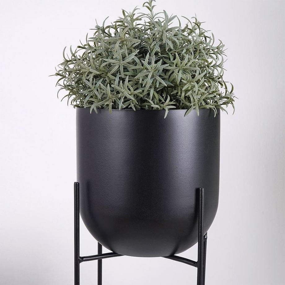 B2X  Schwarzer Metalltopf auf Ständer für modernes Dekor 