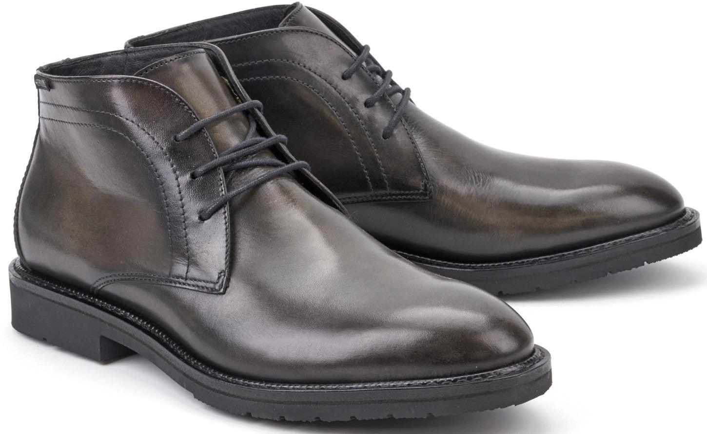 Image of Tiberio - Leder Stiefelette Herren Grau 40