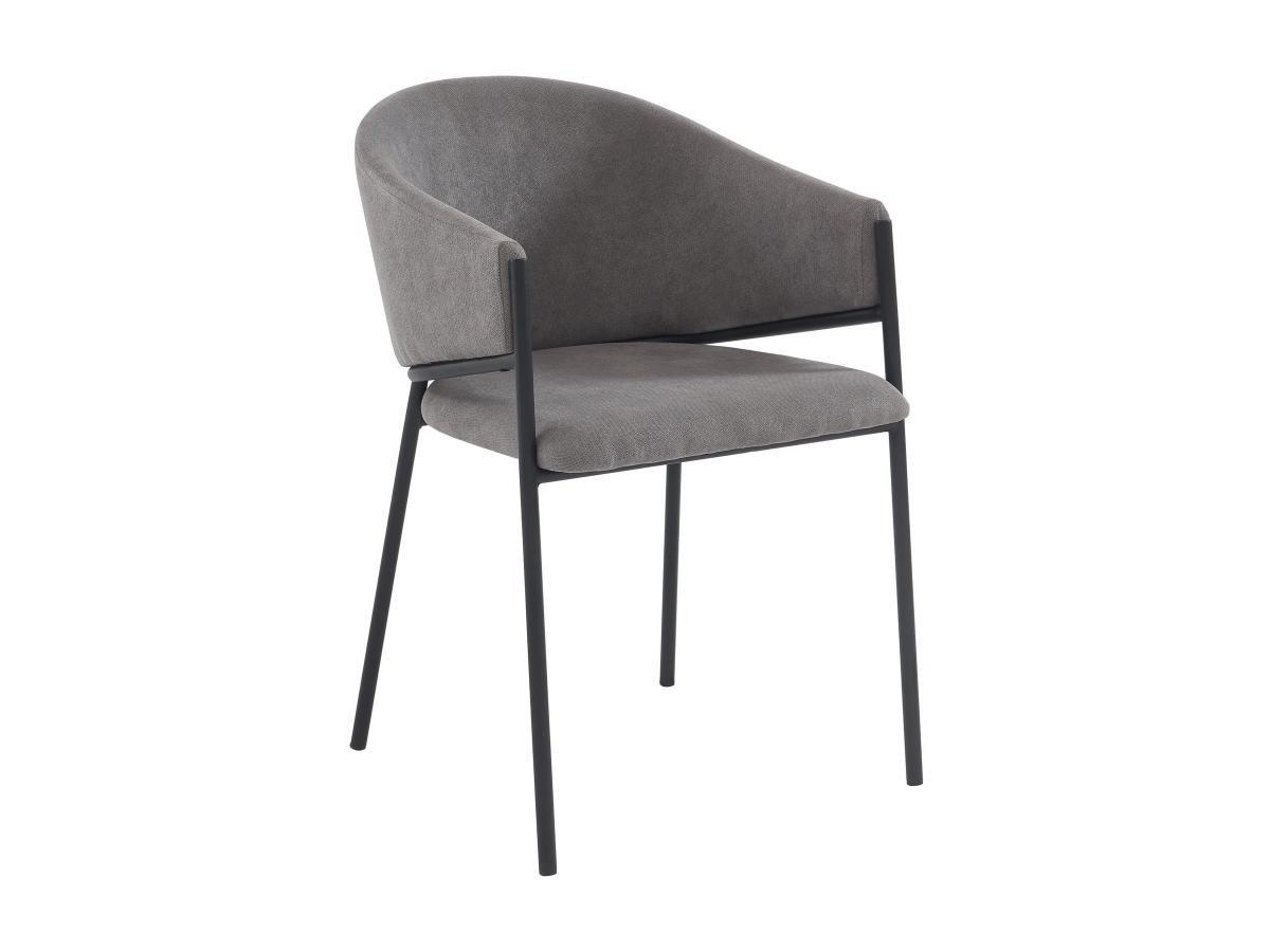 PASCAL MORABITO Lot de 2 chaises avec accoudoirs en tissu et métal noir - Gris - ORDIDA de Pascal MORABITO  