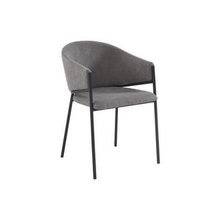 PASCAL MORABITO Lot de 2 chaises avec accoudoirs en tissu et métal noir - Gris - ORDIDA de Pascal MORABITO  