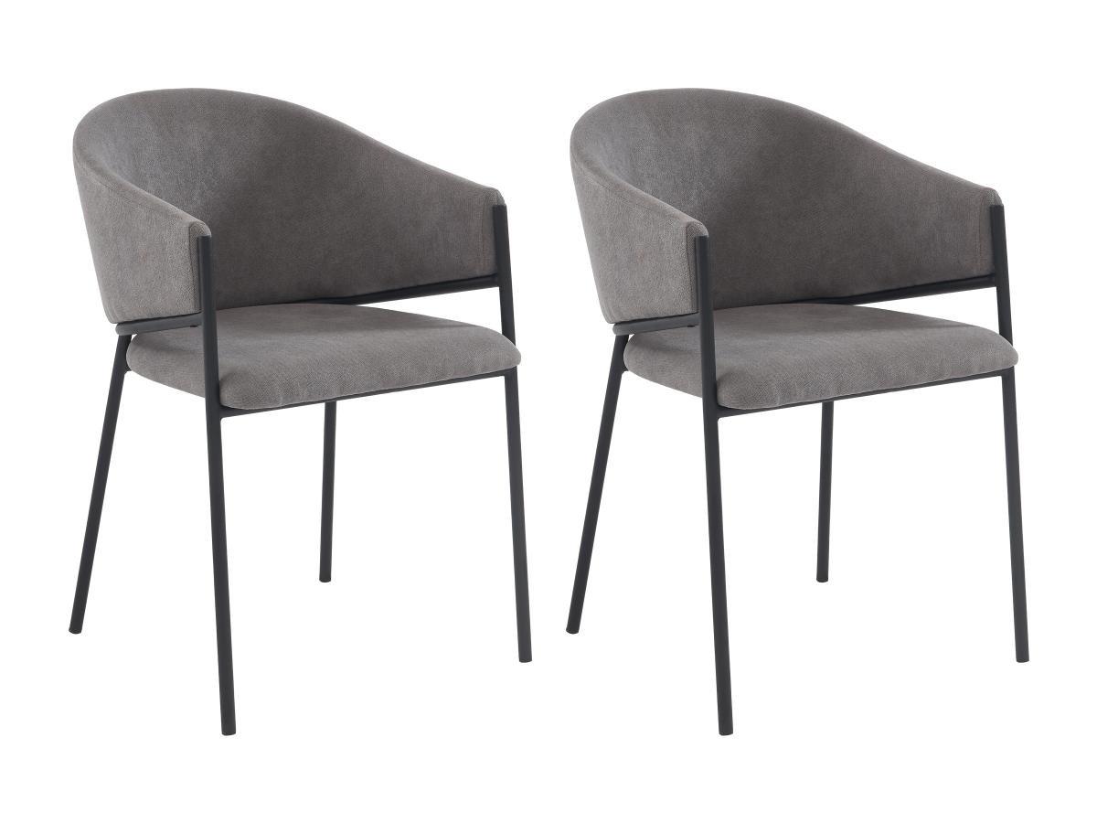 PASCAL MORABITO Lot de 2 chaises avec accoudoirs en tissu et métal noir - Gris - ORDIDA de Pascal MORABITO  