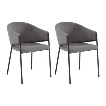 Lot de 2 chaises avec accoudoirs en tissu et métal noir - Gris - ORDIDA de Pascal MORABITO