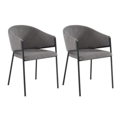 PASCAL MORABITO Lot de 2 chaises avec accoudoirs en tissu et métal noir - Gris - ORDIDA de Pascal MORABITO  