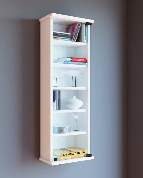 VCM Holz CD DVD Wandregal | Hängeregal mit ESG-Sicherheitsglastür | Platz für 150-CDs oder 65 DVDs oder 36-Videos | Maße: 92 x B. 31 x T. 18 cm |  