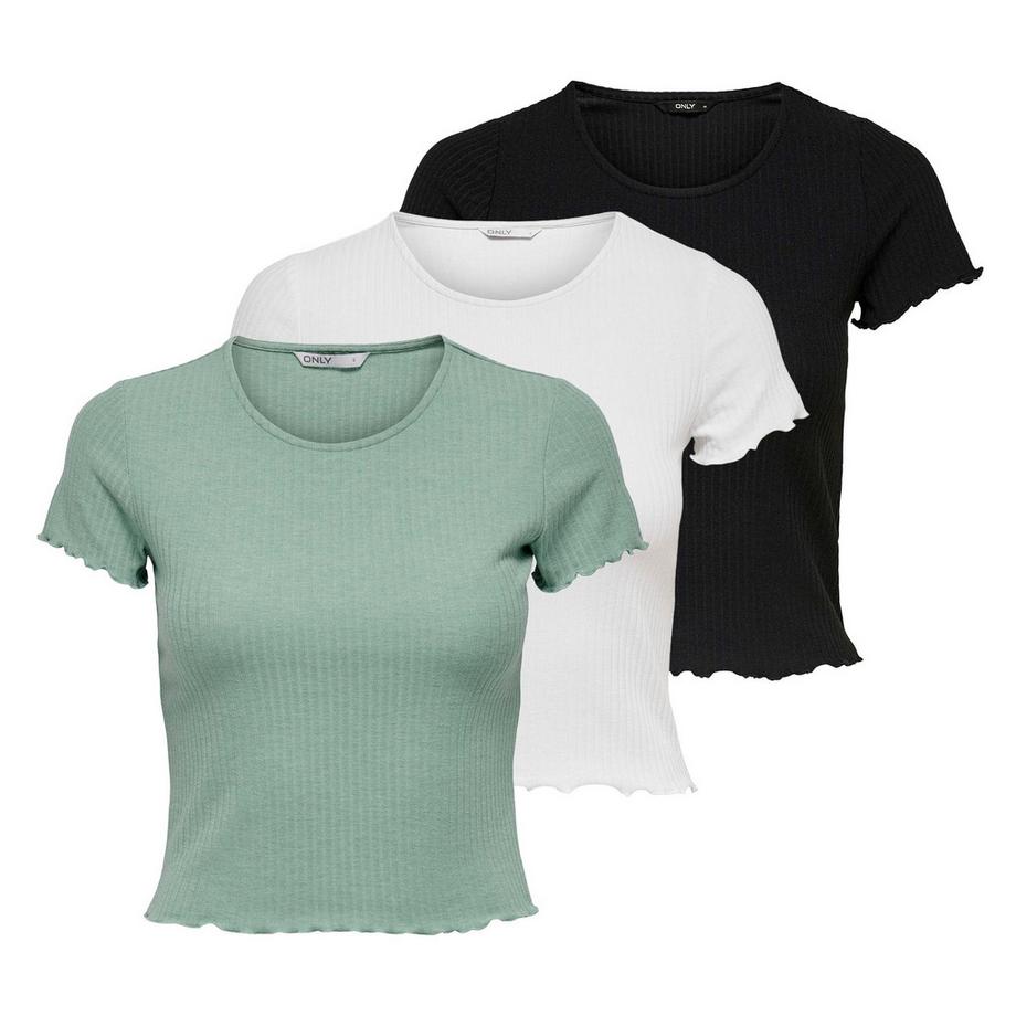 T-Shirt  3er Pack Bequem sitzend-ONLEMMA SHORT TOP 3P